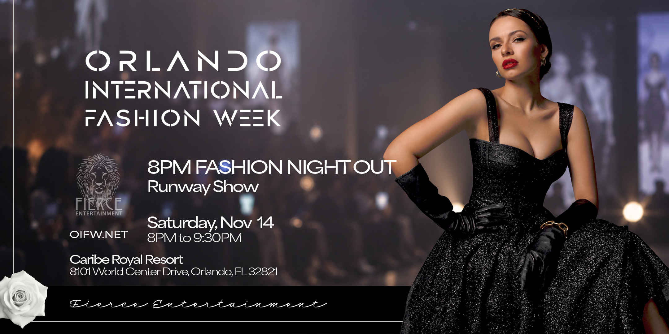 Promotional poster for the OIFW Fall 2026 Fashion Night Out runway show.